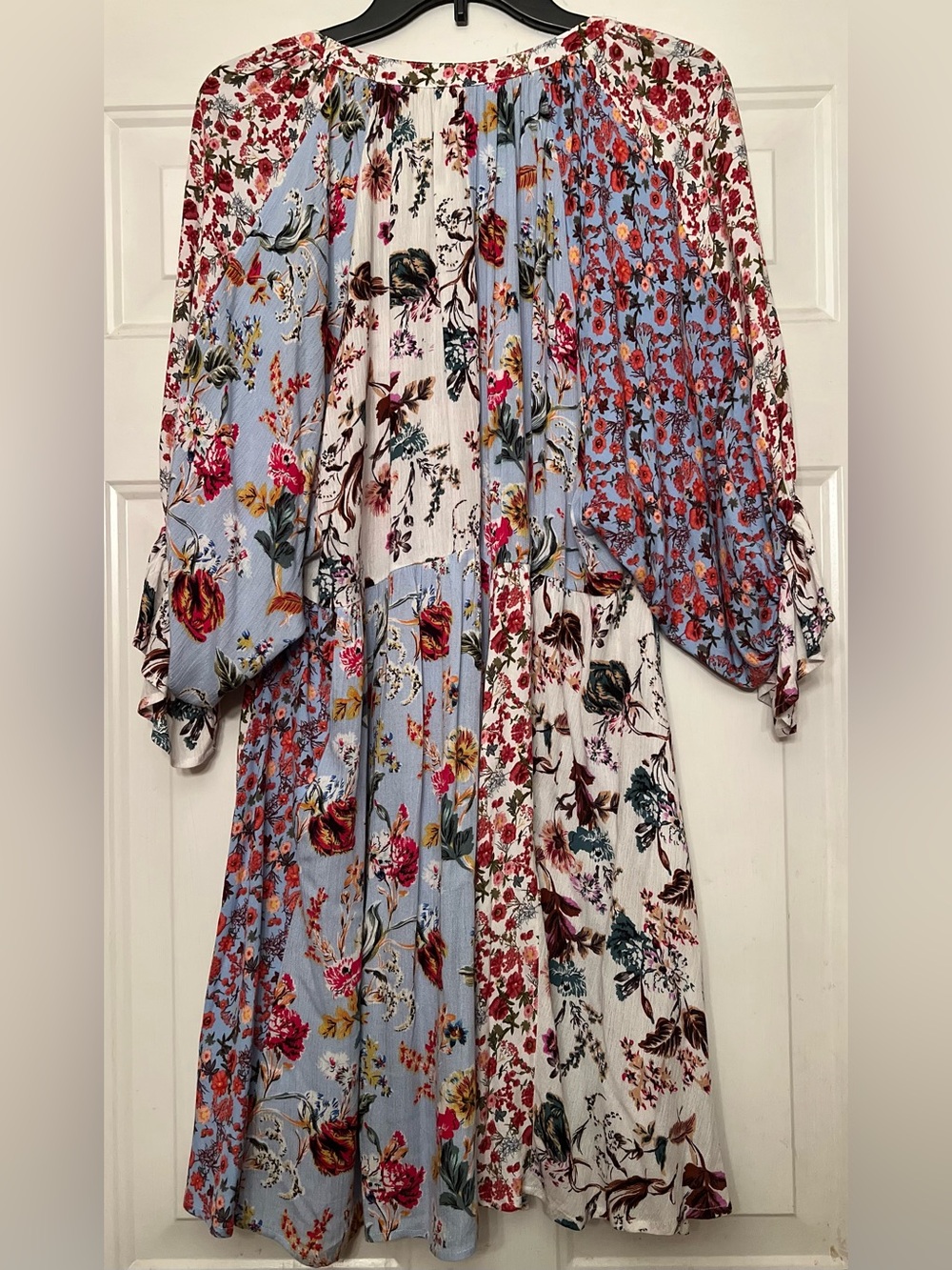 Umgee Floral Patchwork Boho Long Sleeve Babydoll Dress - Women's Medium - Picture 3 of 4